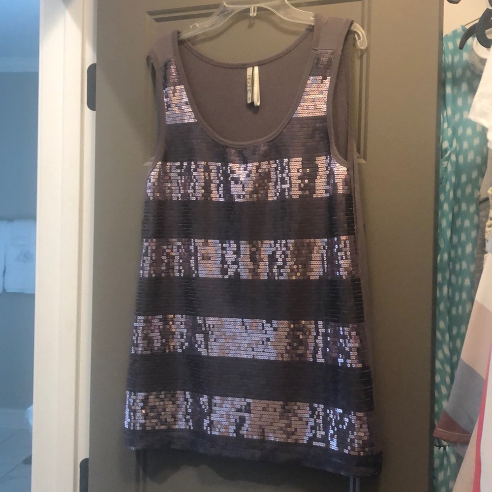 Striped sequin tank top